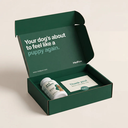 MedPaw dog joint supplement packaging, made in the UK